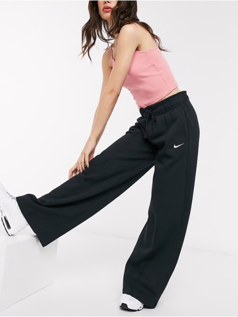 Nike Palazzo Wide Leg Loose Fit Black Cotton Fleece Sweatpants NEW XL CU6156
